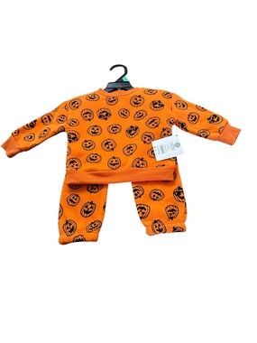 Unbranded Orange Pumpkin Print Kids Halloween Costume Set
